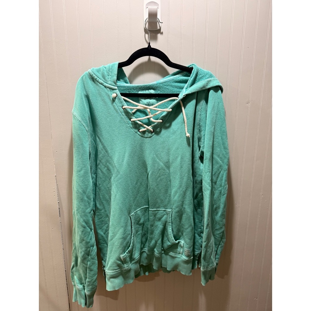 American Eagle Outfitters Teal Lace Up Hoodie French Terry Pullover XL